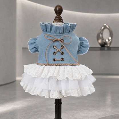 Pawlorette Western Denim Cowgirl Pet Dress