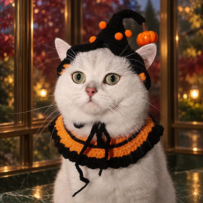 Pawlorette Halloween Crochet Pet Collar Bib