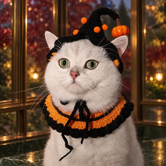 Pawlorette Halloween Crochet Pet Collar Bib