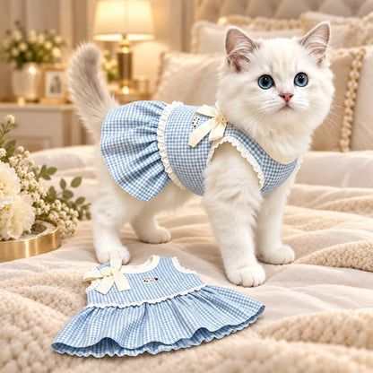 Pawlorette Anti-Shedding Plaid Cat Vest Dress