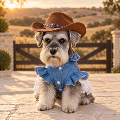 Pawlorette Western Denim Cowgirl Pet Dress