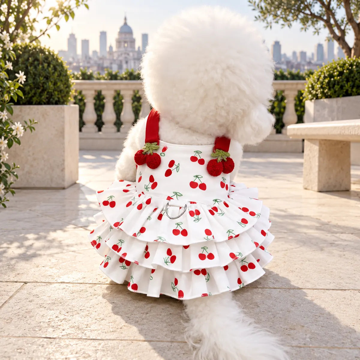 Pawlorette Cherry Ruffle Summer Pet Dress