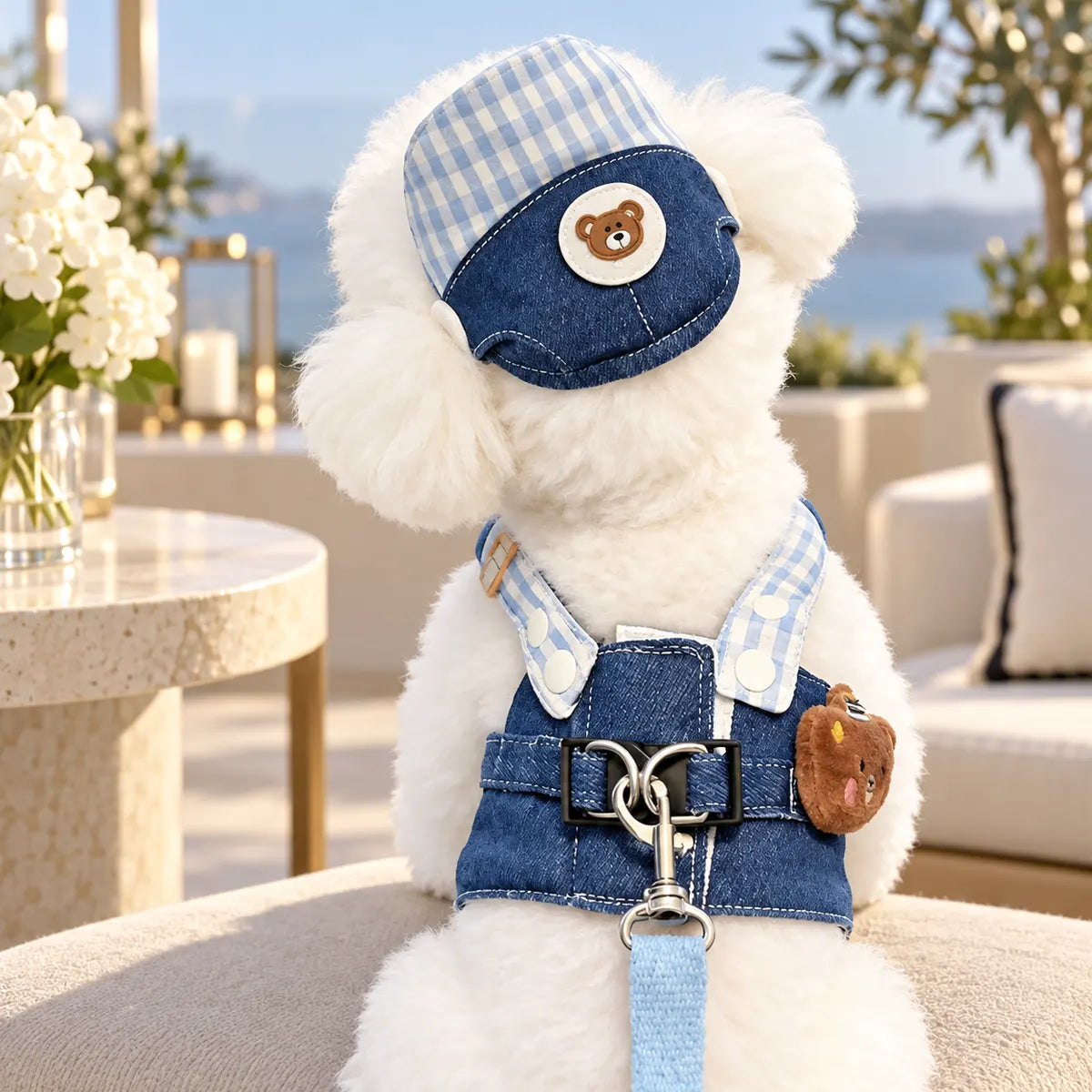 Pawlorette Denim Dog Harness Leash Set