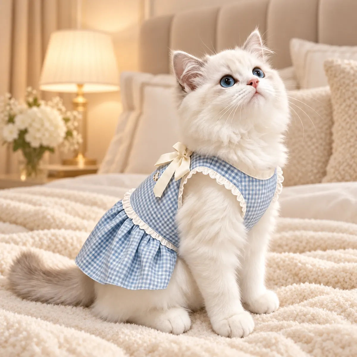 Pawlorette Anti-Shedding Plaid Cat Vest Dress