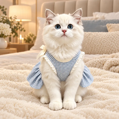 Pawlorette Anti-Shedding Plaid Cat Vest Dress